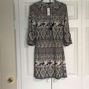 Women's Black & White Printed Tunic Dress